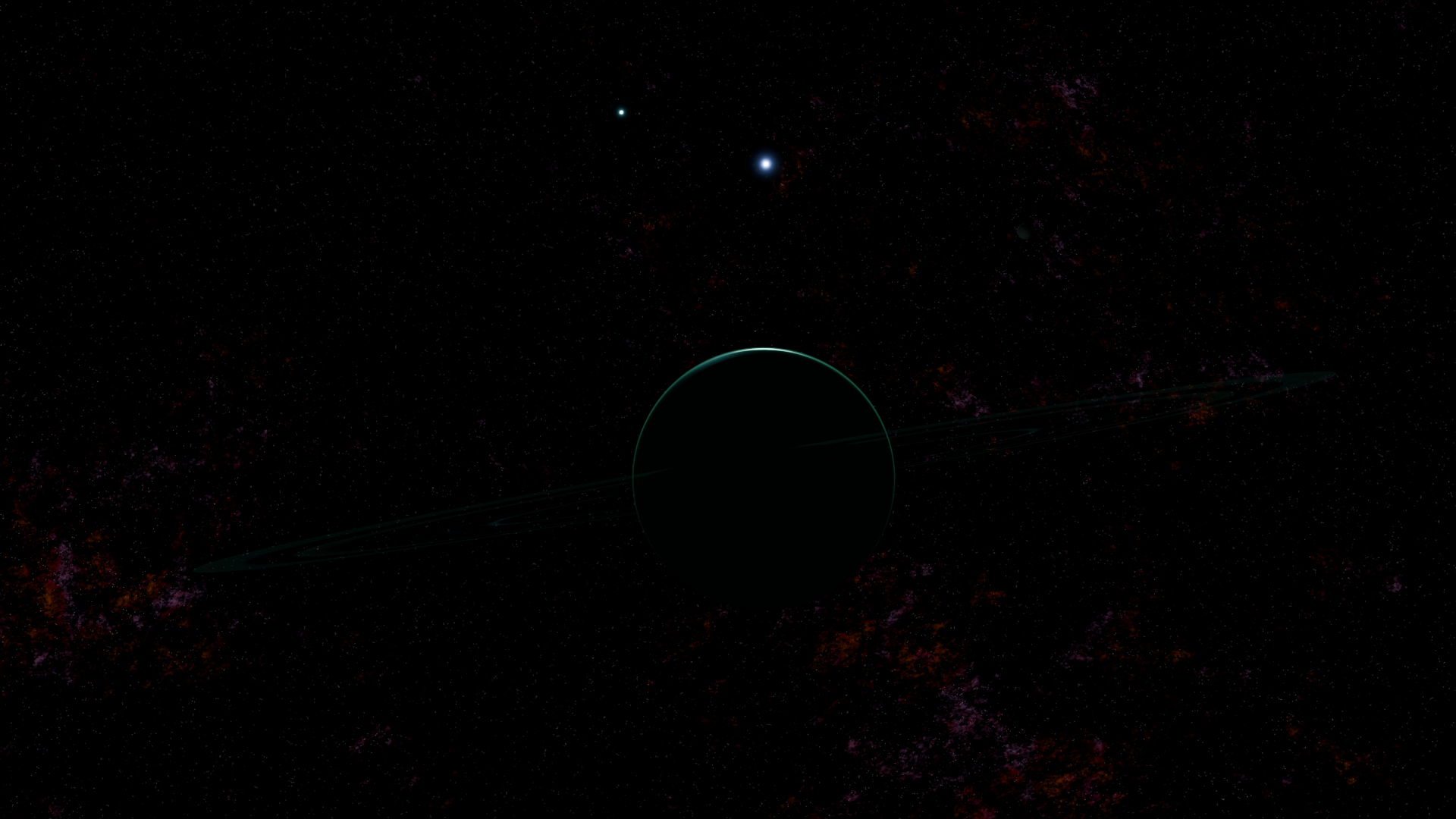A blue-green planet orbiting a binary star system